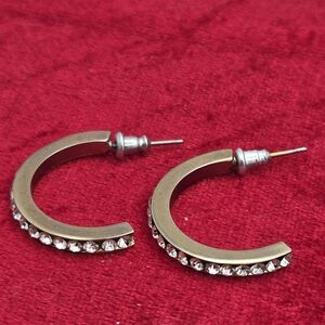Elegant Gold Hoop Earrings with Crystal Accents
